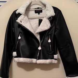 Black Sherpa Lined Leather Jacket